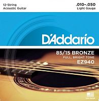 D'ADDARIO EZ940 SET ACOU GTR 85/15 LITE 12STR струны для 12-ти струнной акустической гитары с бронзовой обмоткой