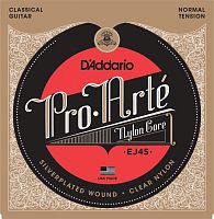 D'ADDARIO EJ45 PRO-ARTE NYLON NORMAL TENSION струны для классической гитары, нормальное натяжение, нейлон (посеребреная оплетка)